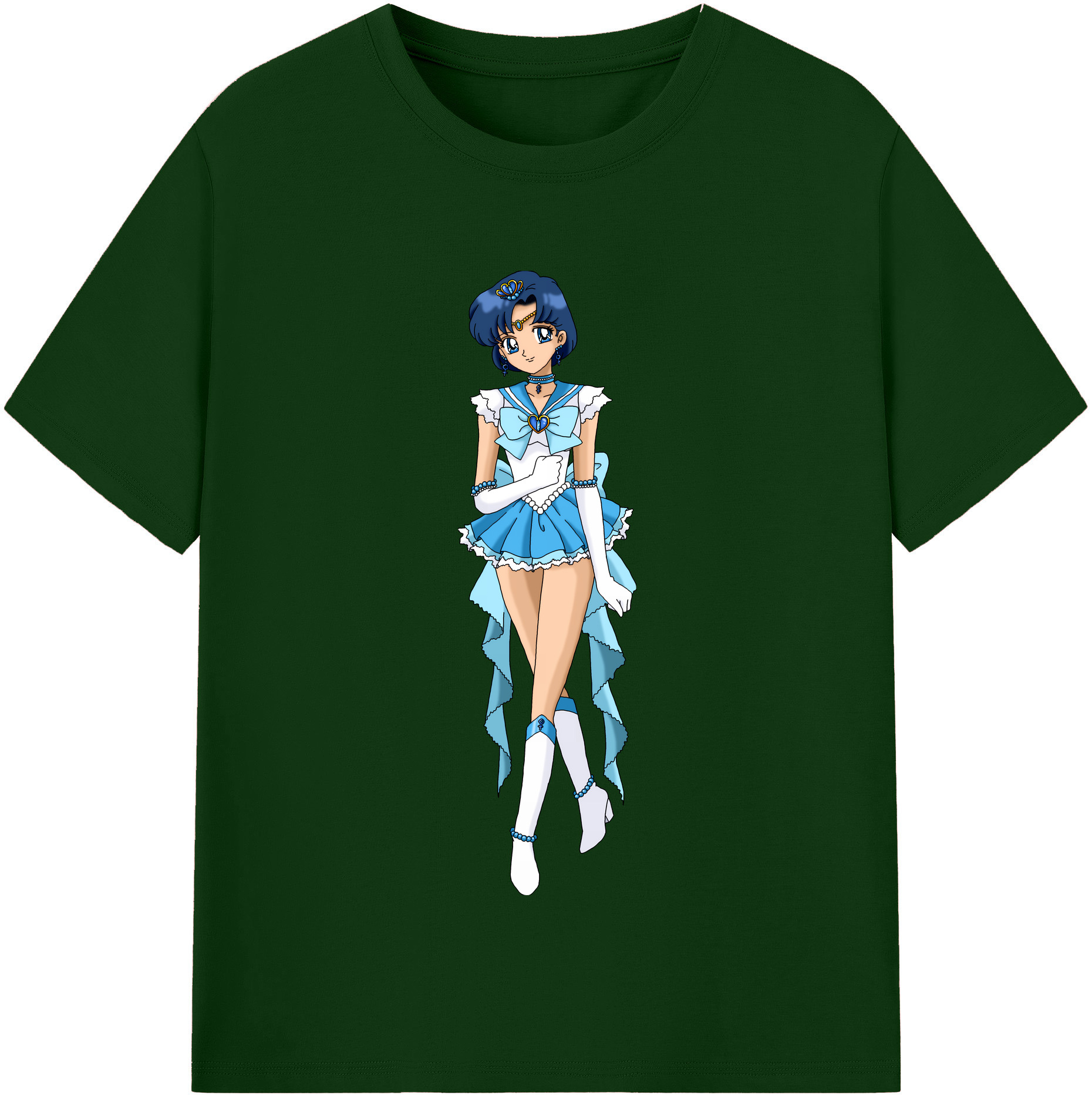 （画像用） 美少女戦士セーラームーン 水野 亜美 みずの あみ Sailor Moon Mizuno Ami 綿100％半袖Tシャツ（フロントプリント）
